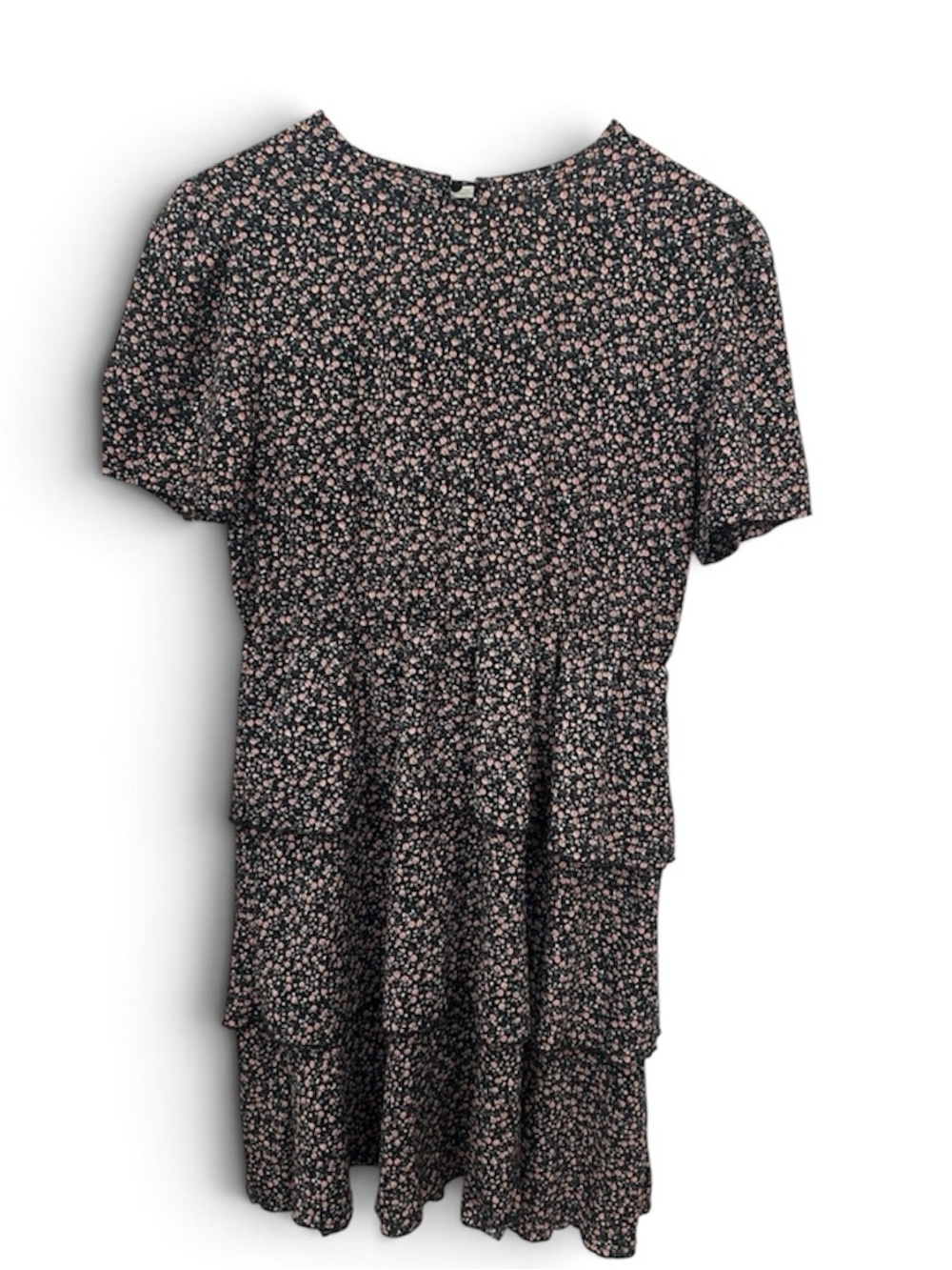Black Dress with Pink and Cream Floral Print